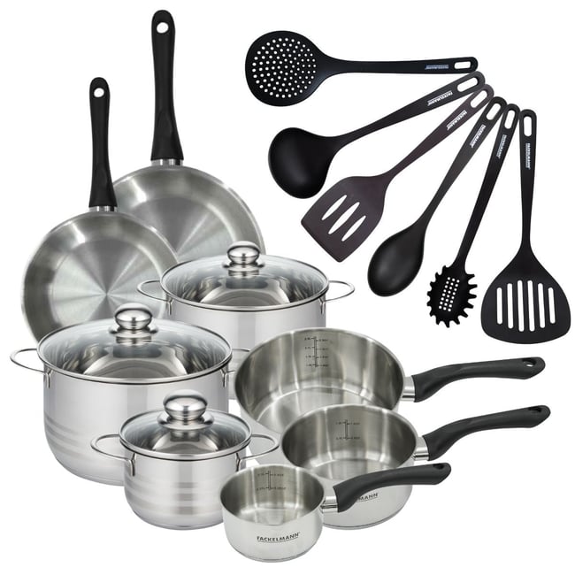 2 poêles 20/24, 3 faitouts 16/20/24, 3 casseroles 12/16/20 inox|noir <span itemprop=