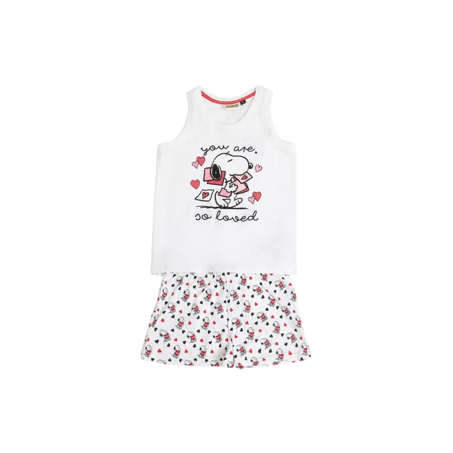 Pyjama short débardeur Peanuts In My Heart blanc <span itemprop=