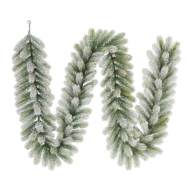 Guirlande de Noël enneigée L270 cm NAGOYA Couleur vert <span itemprop=