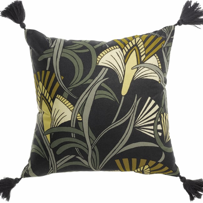 Coussin déco 30x50 cm Coton Liora noir <span itemprop=