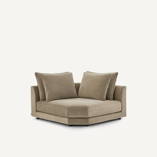 Divano angolare modulare in velluto stonewashed, TIBERIO - AM.PM