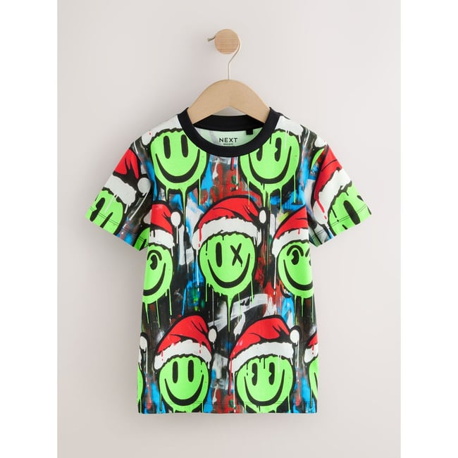 T-shirt à manches courtes noël sourire multi-graffiti <span itemprop=
