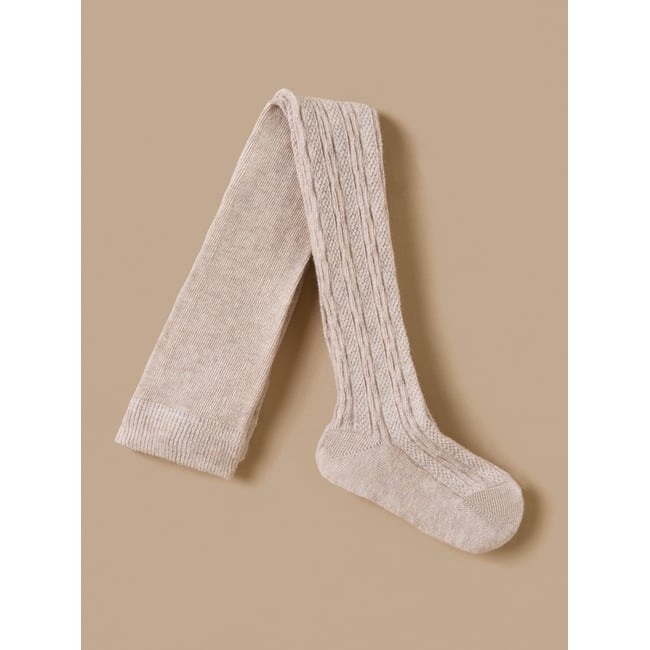 Collants torsadés beige <span itemprop=