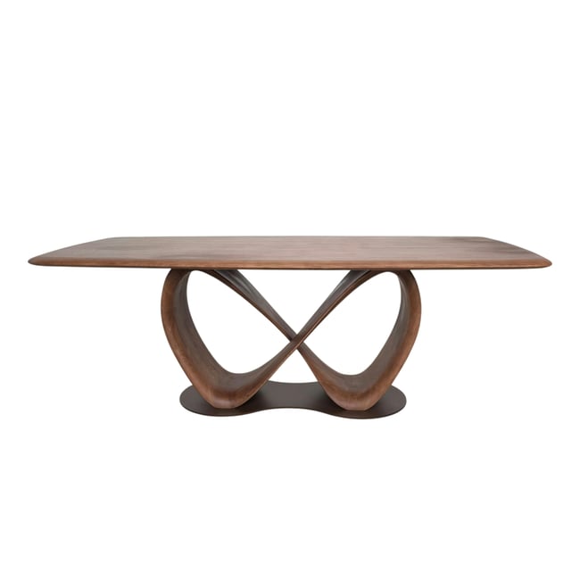 Table à manger bois de frêne à pied design ruban 220 cm ALDER Couleur marron <span itemprop=