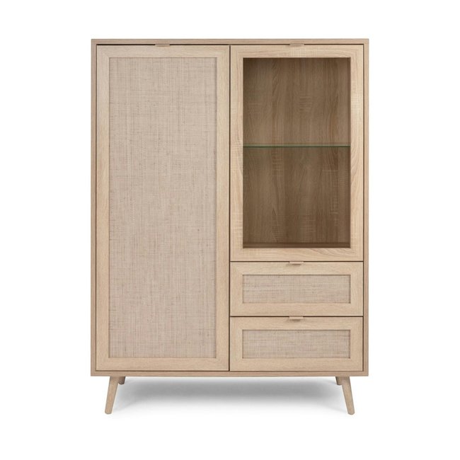 Buffet vitrine bohème 2 portes 2 tiroirs SONA Couleur bois naturel <span itemprop=