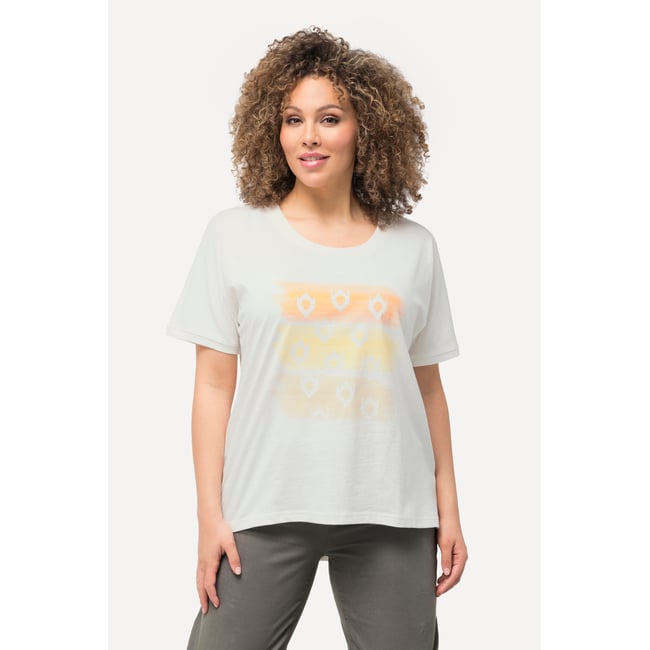 T-shirt à rayures oversized à col rond et blanc cassé <span itemprop=