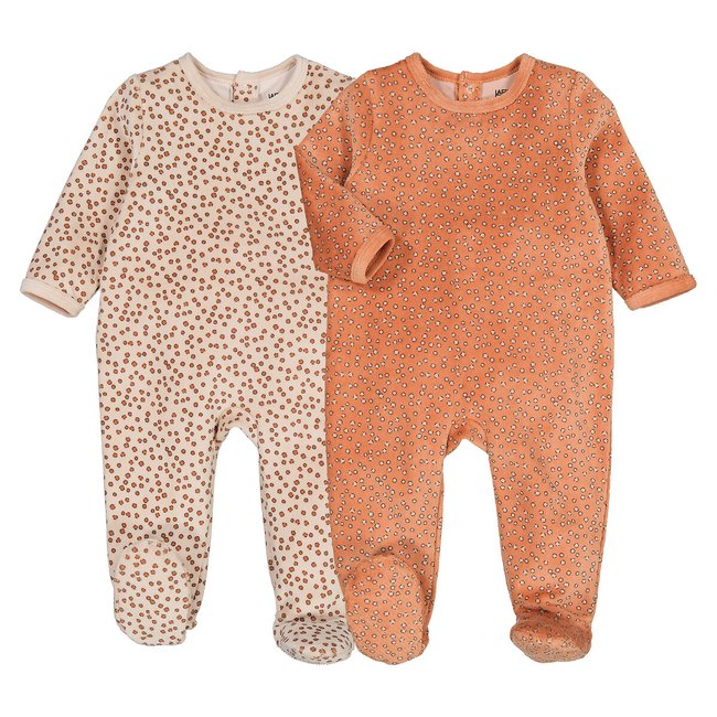Lote de 2 pijamas de 1 pieza, de terciopelo, estampado moteado combinados <span itemprop=