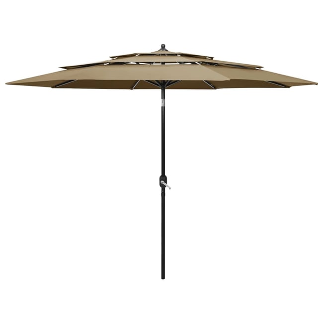 Parasol à 3 niveaux avec mât en aluminium 3 mètres - HOME MAISON