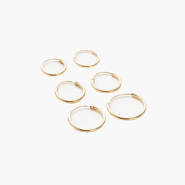 Set 3 paires petites créoles dorées argent 925 doré <span itemprop=