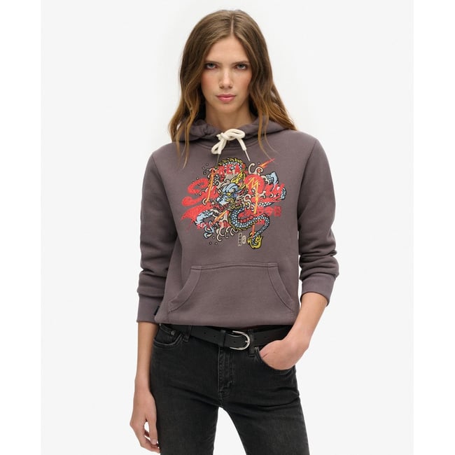 Sweat à capuche Vintage Logo Tokyo gris granite foncé <span itemprop=