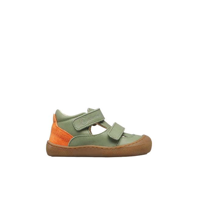 Sandales barefoot en cuir et en daim BAREFOOT IRTYS vert-orange <span itemprop=