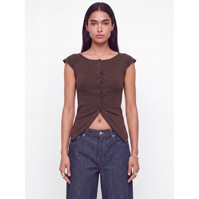 Top Asymétrique marron - demitasse 1 <span itemprop=