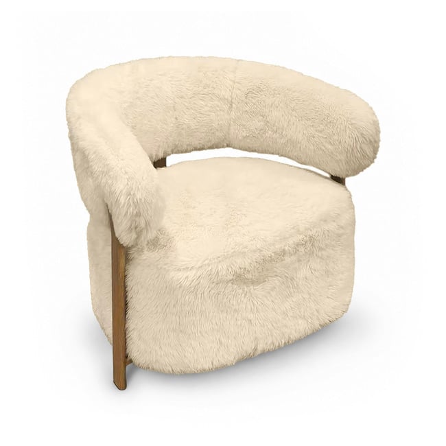 Fauteuil arrondi en tissu doux, NOUBIA Couleur beige <span itemprop=