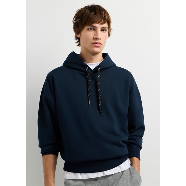 Sweat à capuche bleu marine <span itemprop=
