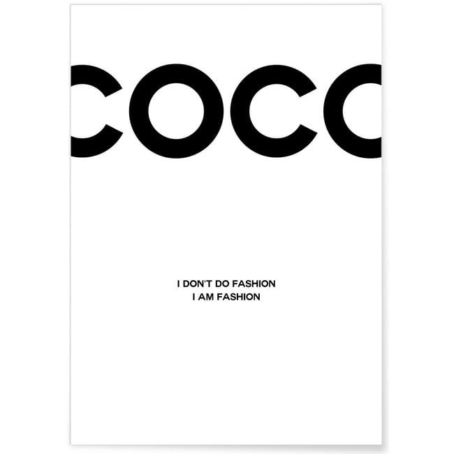 Affiche Coco 'I am fashion' Couleur blanc <span itemprop=