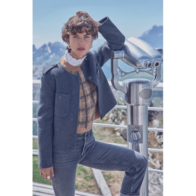 Veste PERINE en laine gris <span itemprop=