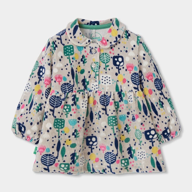 Robe bébé en maille imprimée arbres multicolore <span itemprop=