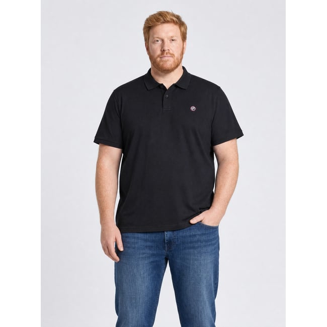 Polo grande taille en maille piquée en coton ironhouse noir black <span itemprop=