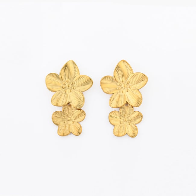 Boucles d'oreilles 2 fleurs Acier inoxydable aucun <span itemprop=