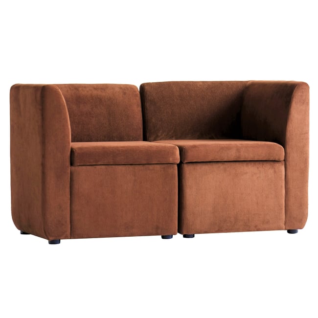 Canapé modulable 2 places, velours côtelé, VARDE Couleur terracotta <span itemprop=