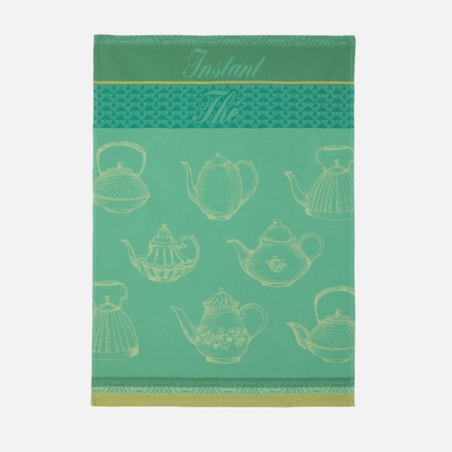 Torchon jacquard en coton INSTANT THÉ VERT vert <span itemprop=