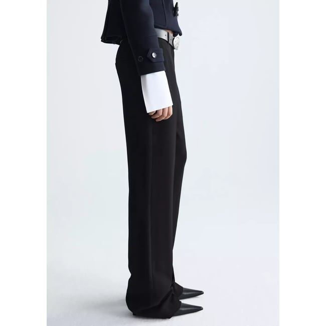 Pantalon costume 100 % laine noir <span itemprop=