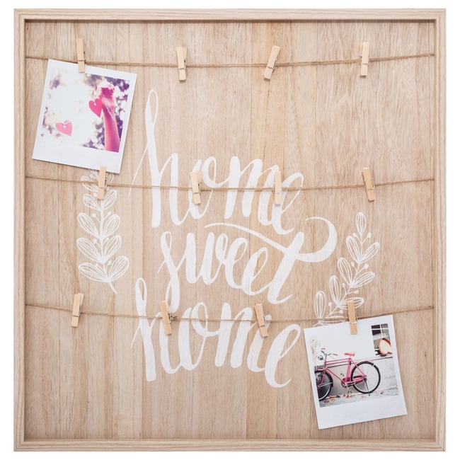 Porte photos imprimé avec corde et pinces TELMA Couleur marron <span itemprop=