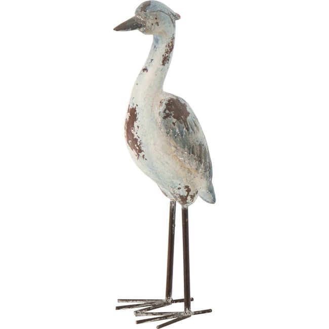 Figurine oiseau extérieur effet antique Couleur bleu et blanc effet antique <span itemprop=