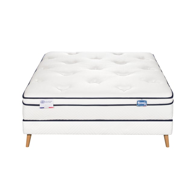 Ensemble L'INEGALE, matelas Hybride 160x200, ferme, H27 + 2 sommiers Couleur blanc <span itemprop=