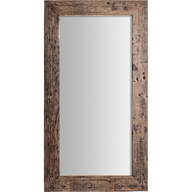 Miroir en bois vieilli style colonial Couleur marron bois vieilli patiné <span itemprop=