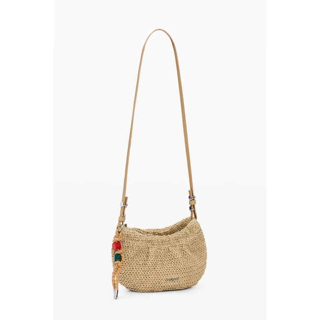 Porte-monnaie bandoulière ovale charms blanc <span itemprop=