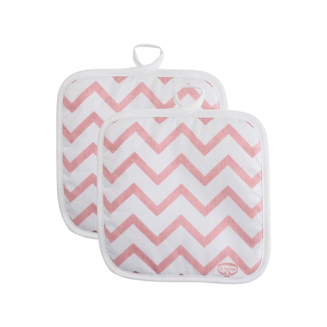 Lot de 2 maniques 20/ en coton avec 2 ustensiles BAKER EDITION rose <span itemprop=