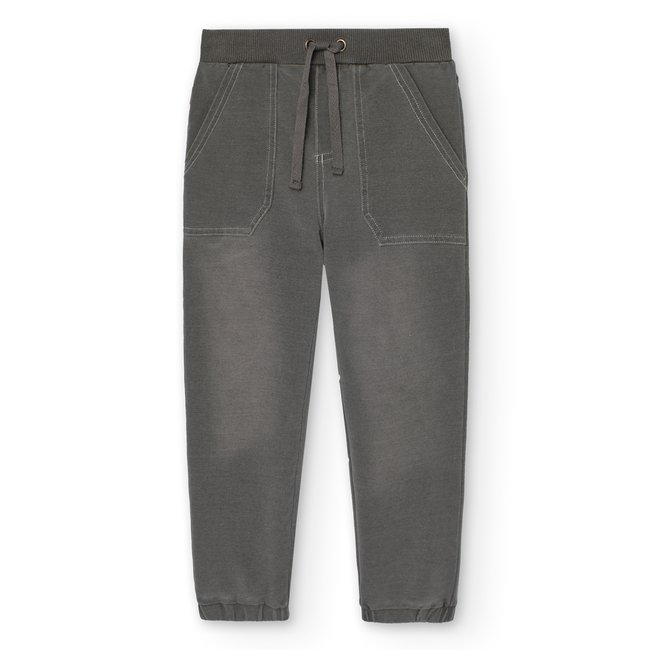 Pantalon de sport peluche grandes poches gris <span itemprop=