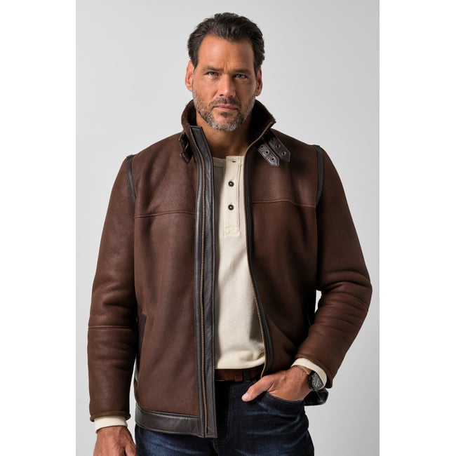 Veste en cuir d'agneau véritable marron <span itemprop=