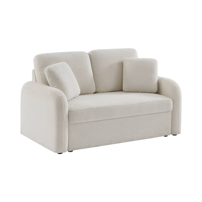 Canapé 2 places lignes arrondies bouclette MILANO Couleur crème <span itemprop=