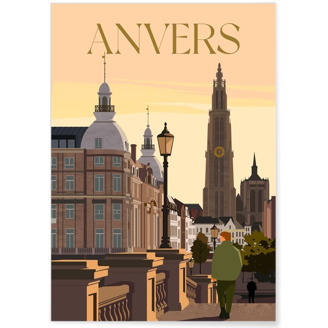 Affiche ville Anvers Couleur blanc <span itemprop=