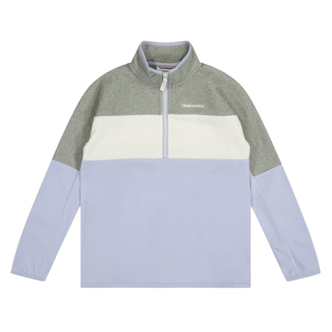 Sweat à col montant zippé motif/style blocs de couleurs LINDEN lavande / gris chiné <span itemprop=