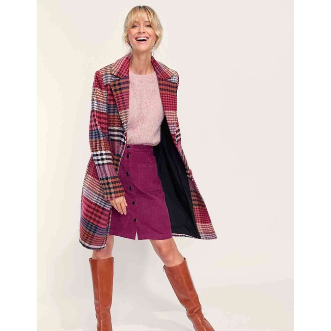 Manteau mi-long lainage fantaisie LENA rose asfaru <span itemprop=