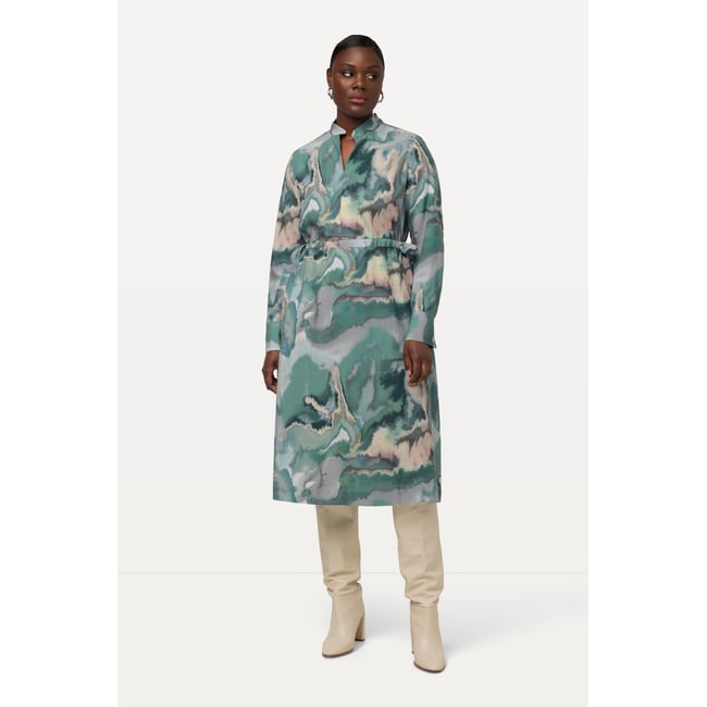 Robe midi en Lyocell à col montant vert mat <span itemprop=