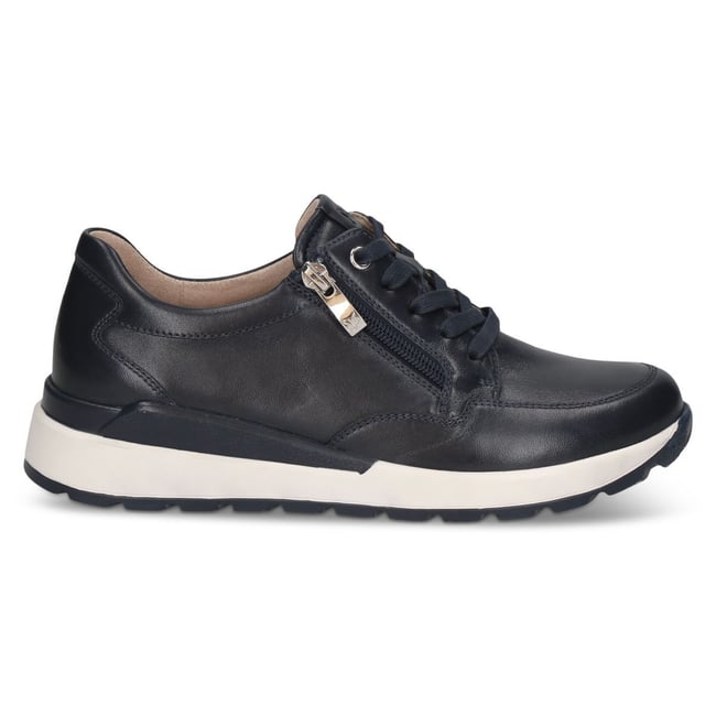 Basket en cuir bleu océan nappa <span itemprop=