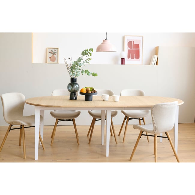 Table ronde 6 pieds fuseau D105 + 3 rallonges bois - VICTORIA - HELLIN, DEPUIS 1862
