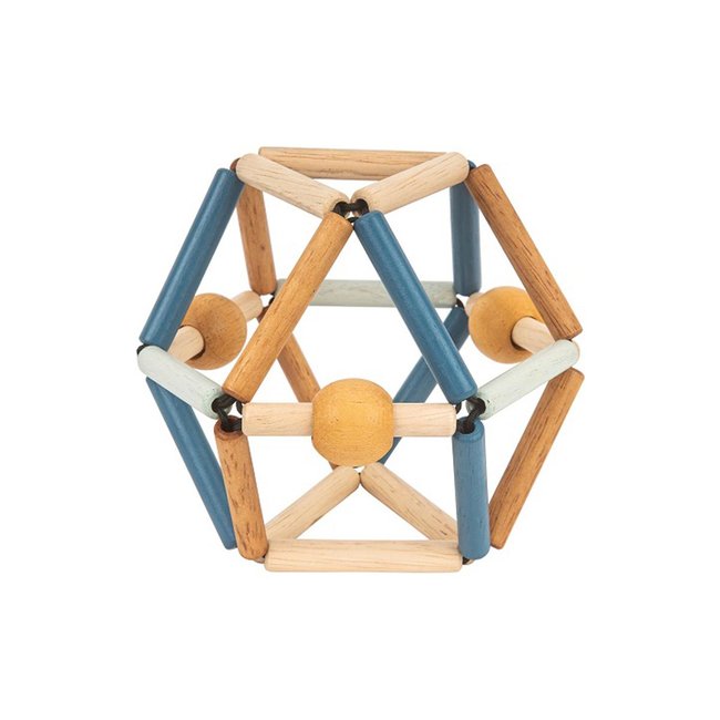 Balle de préhension en bois bleu, beige <span itemprop=