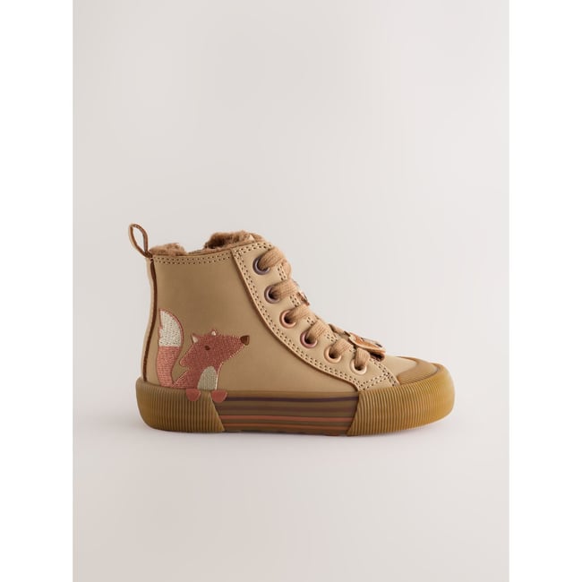 Baskets montantes avec zip renard brun <span itemprop=
