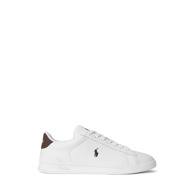 Heritage Court 3 Leather Trainers, white/brown, POLO RALPH LAUREN