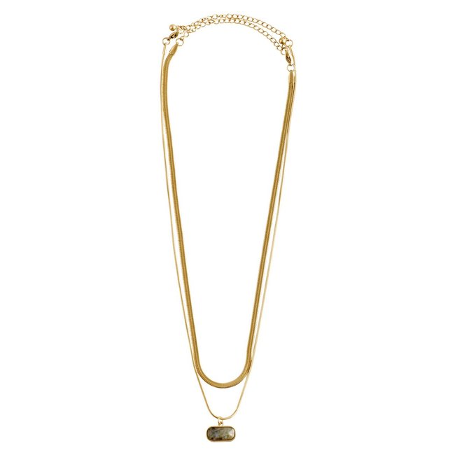 Collier à 2 rangs doré <span itemprop=