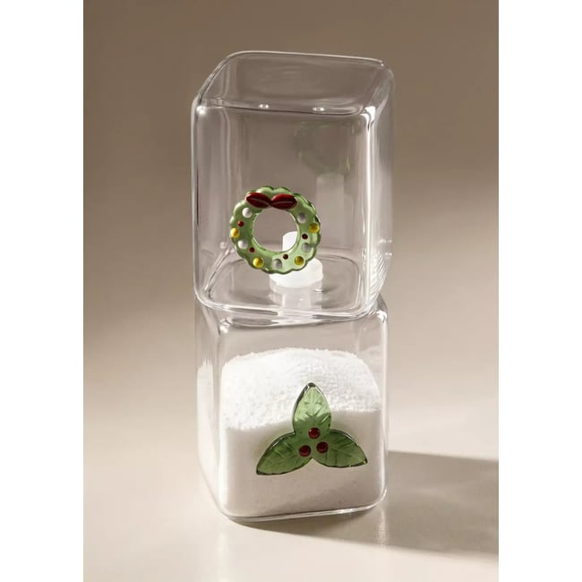 Ensemble salière et poivrière en verre avec détail de Noël Couleur rouge <span itemprop=