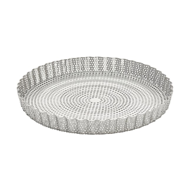 Moule à tarte - ø24 cm - cannelé inox perforé fond démontable gris <span itemprop=
