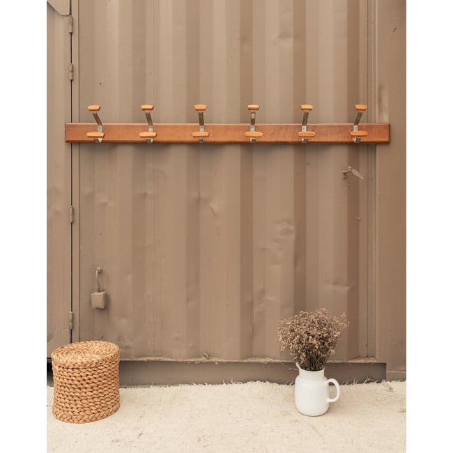 Porte-manteau en bois et métal Max N°492 - Bon état Couleur argenté <span itemprop=