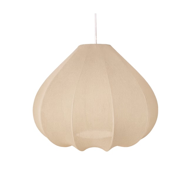 Abat-jour lanterne tissu texturé forme goutte Couleur beige <span itemprop=