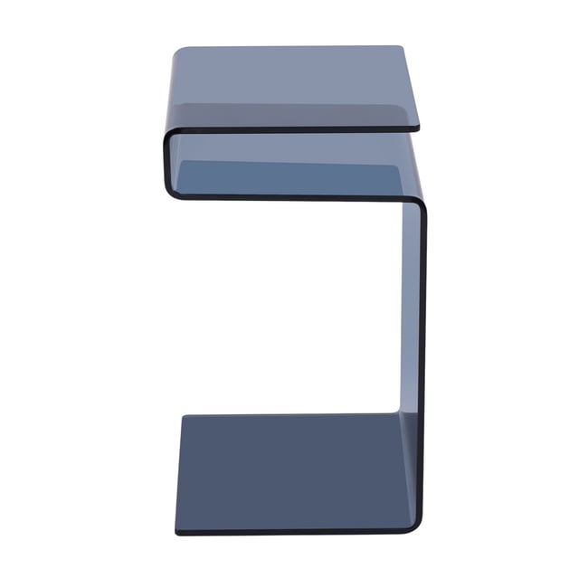 Table basse ou bout de canapé en verre trempé bleu gris Couleur gris bleu <span itemprop=